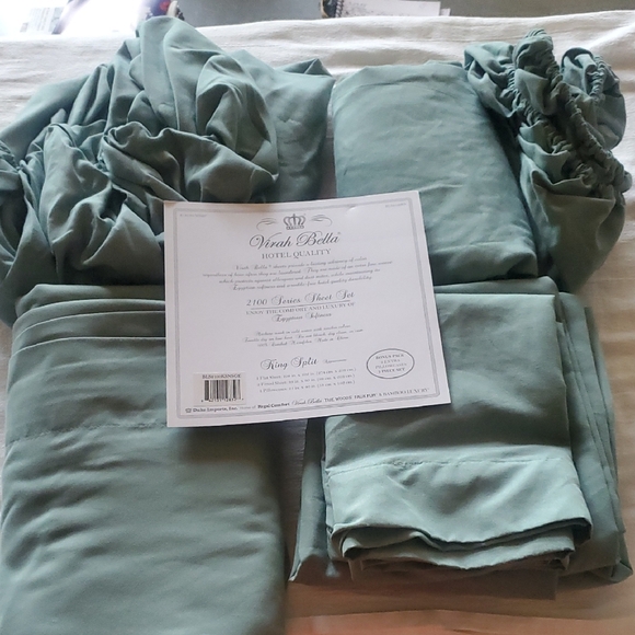 Virah Bella Hotel Quality 2100 Count Sage King Split Sheet Set - Picture 1 of 5